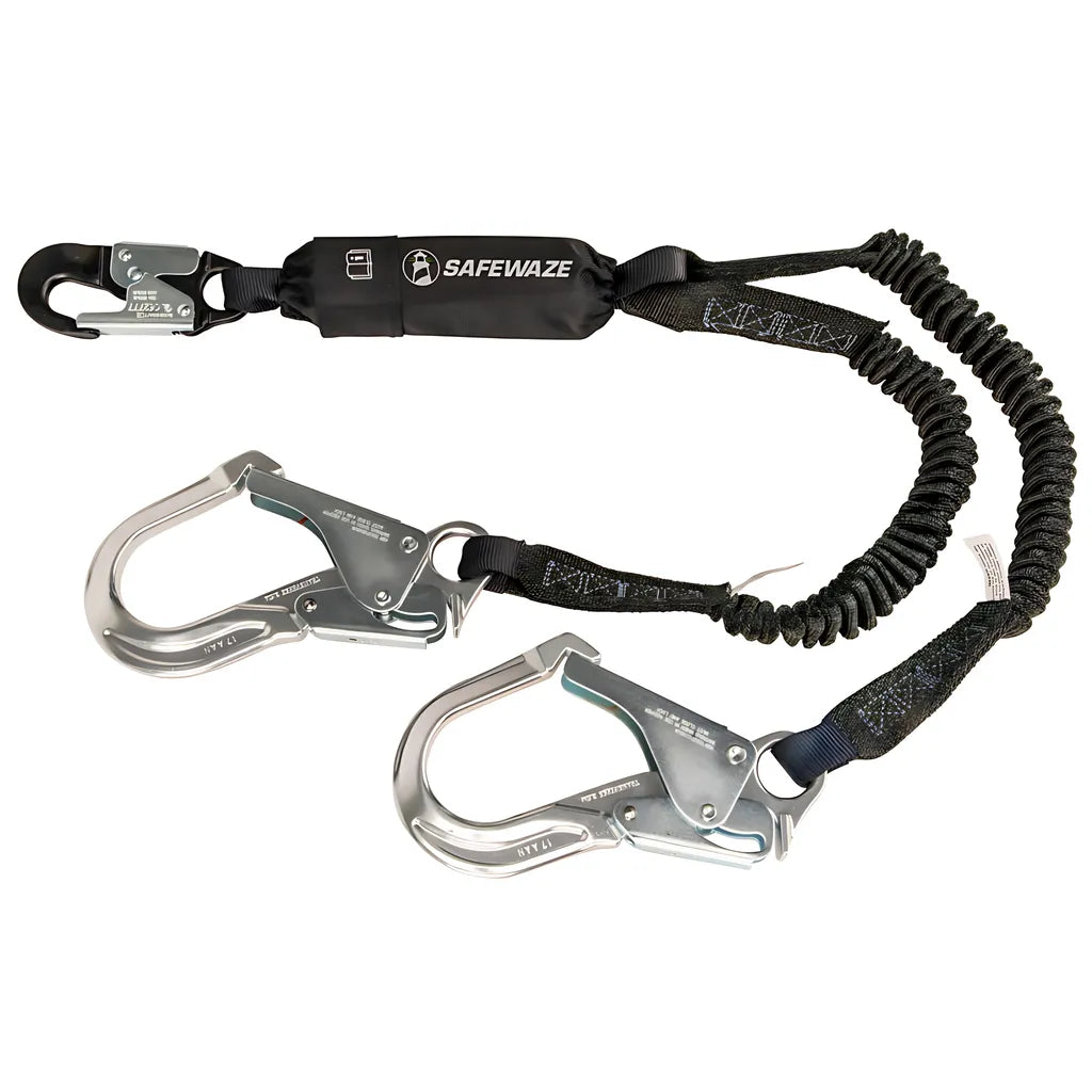 Pro 6' Stretch Energy Absorbing Lanyard: 12' Ff, Dual Leg, Alu Rebar Hooks 88761-FF-RB-AL-6588