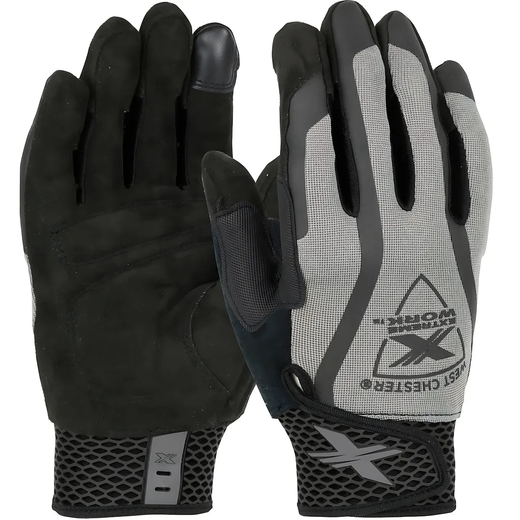 West Chester 89301/2Xl Toughx Suede Padded Palm With Gray Fabric Back And Touchscreen Index Finger - Xlock Cuff 893012XL-22024
