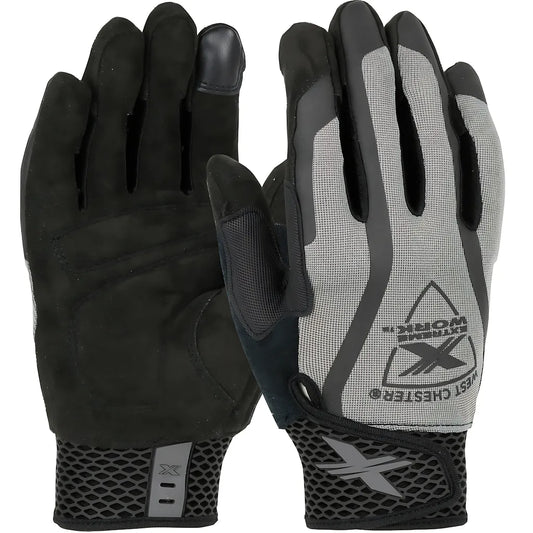 West Chester 89301/M Toughx Suede Padded Palm With Gray Fabric Back And Touchscreen Index Finger - Xlock Cuff 89301M-22022