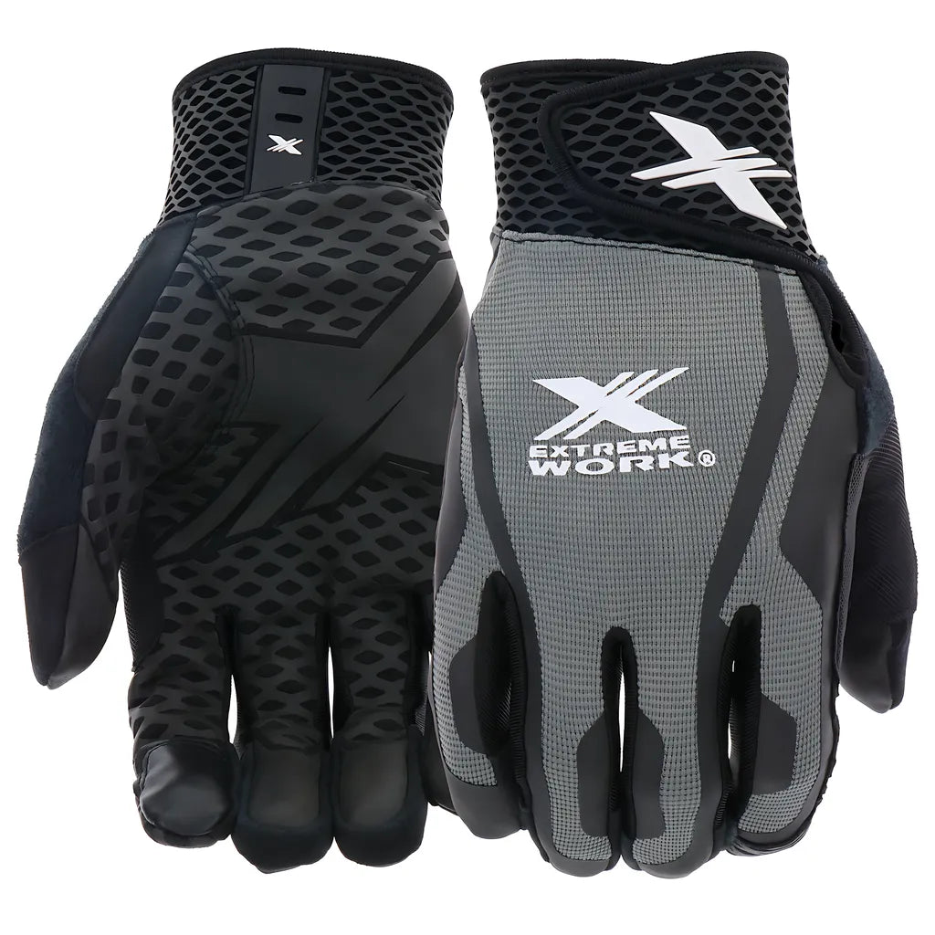 West Chester 89302Gy/M Synthetic Leather Palm With Silicone Grip, Gray Fabric Back & Touchscreen Index Finger - Xlock Cuff 89302GYM-22026