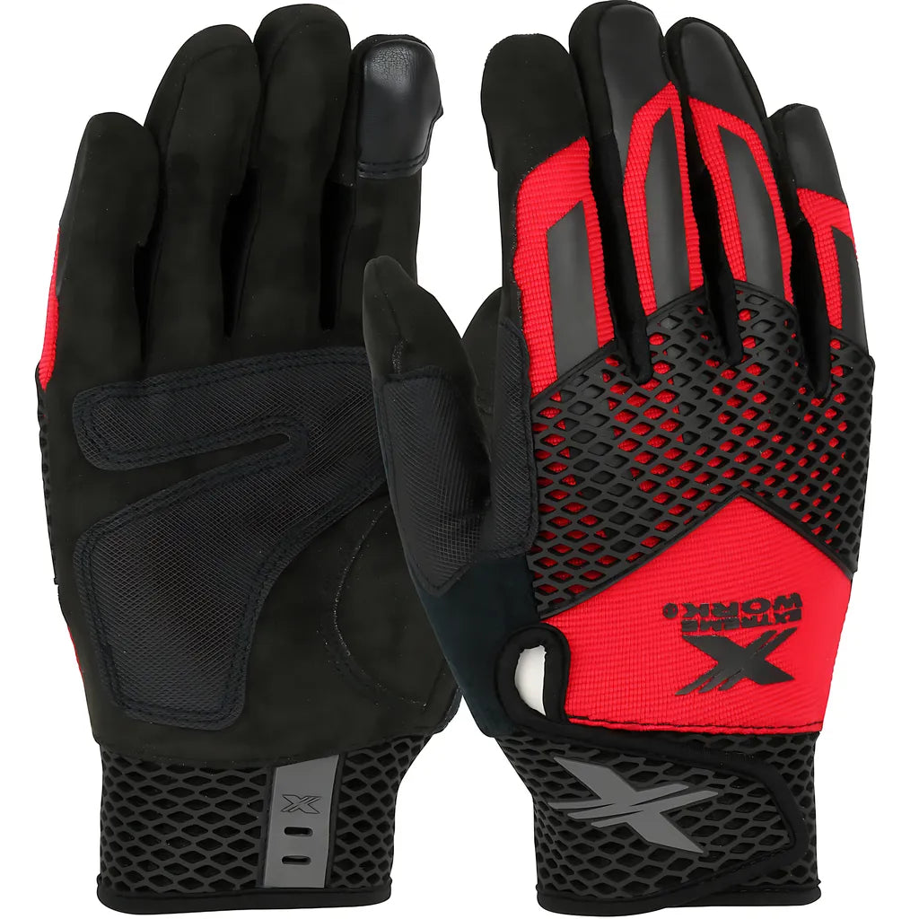 West Chester 89303/Xl Toughx Suede Palm With Red Fabric Back And Touchscreen Index Finger - Tpr Knuckle Guard 89303XL-22036