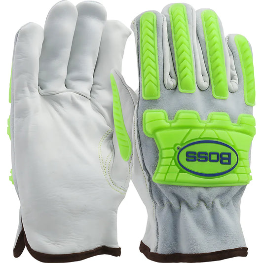 West Chester 997Kbc/L Top Grain Leather Drivers Glove With Split Cowhide Back, Kevlar Stitching And Hi-Vis Impact Tpr - Cotton Liner 997KBCL-23023