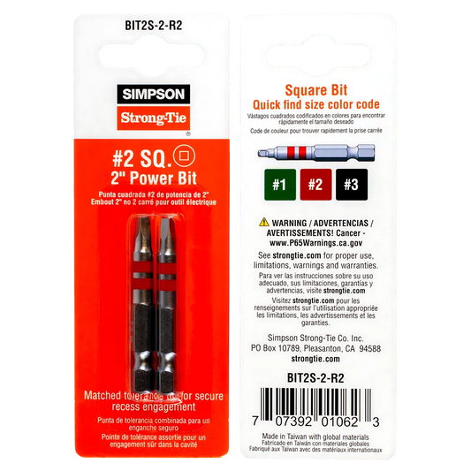 #2 Square-Drive 2-In. Power Bit (2-Qty)-BIT2S-2-R2-SP4866-5229
