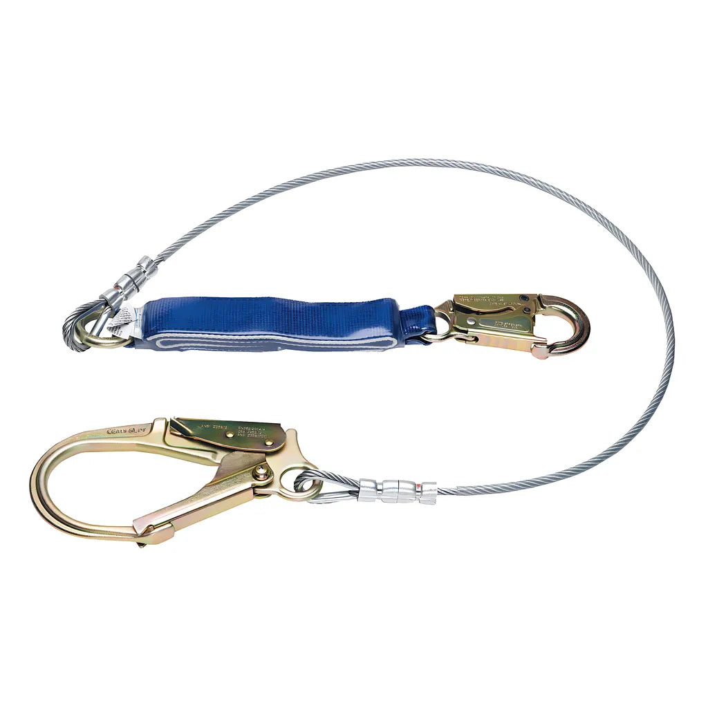 C361200 6Ft Decoil Cable Single Leg Lanyard (1/4In Vinyl Coated Cable, Snap Hook, Rebar Hook) C361200-1824