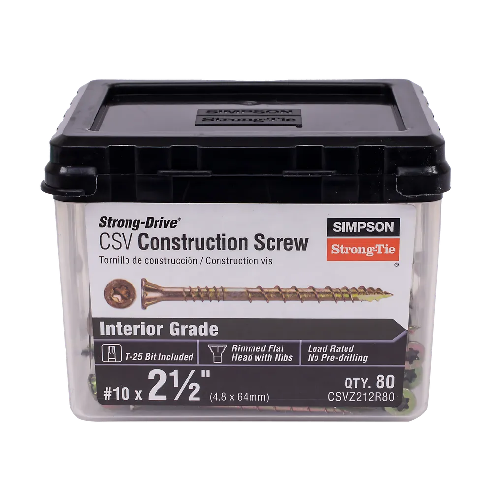 Strong-Drive® Csv Construction Screw - #10 X 2-1/2 In. T25, Flat Head, Yellow Zinc (80-Qty)-CSVZ212R80-SP5378-5773