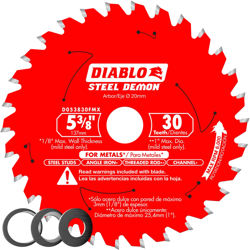 5?3/8 In. X 30 Tooth Steel Demon Carbide-Tipped Saw Blade For Metal-D053830FMX-2040