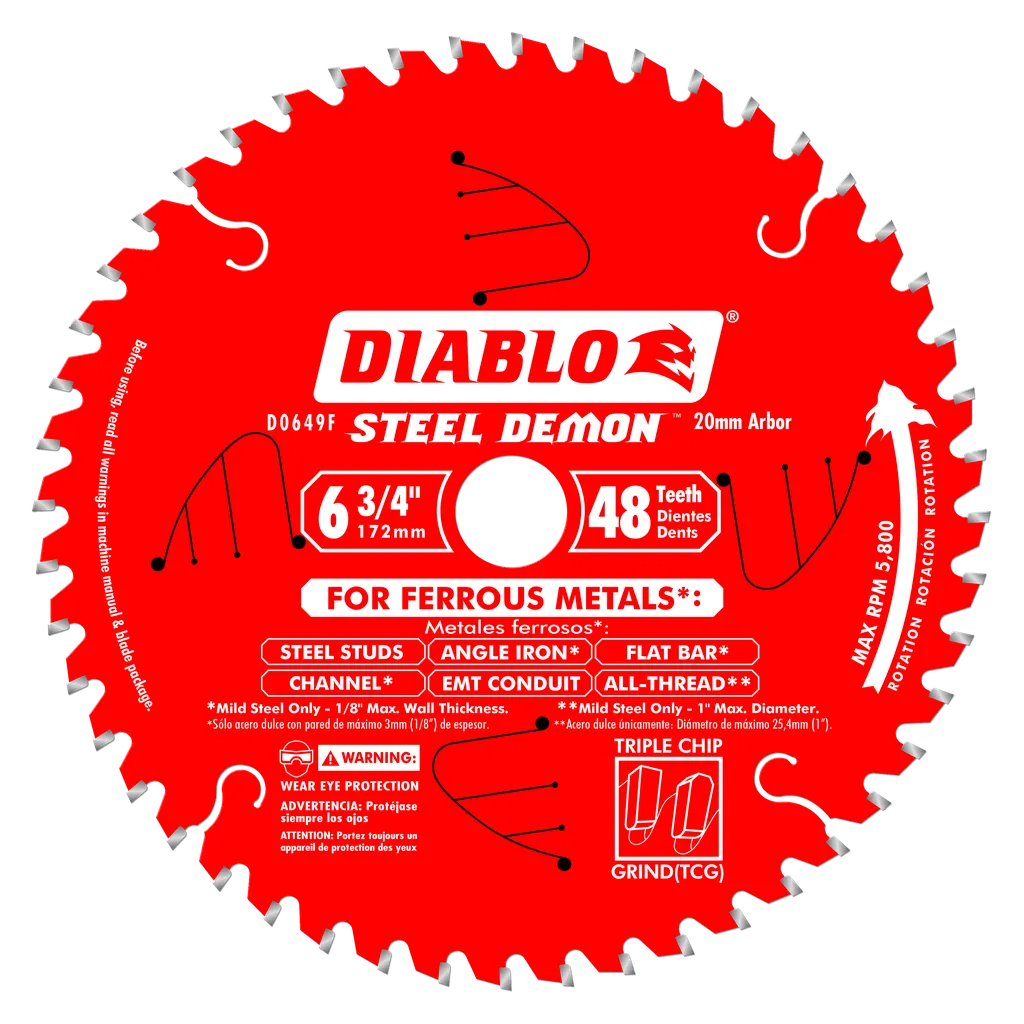 6-3/4 In. X 48 Tooth Steel Demon Carbide-Tipped Saw Blade For Metal-D0649F-2055