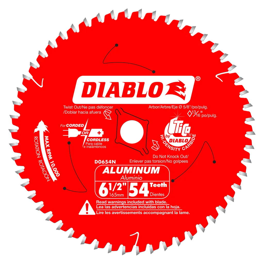 6-1/2 In. X 54 Tooth Medium Aluminum Cutting Saw Blade-D0654N-2056