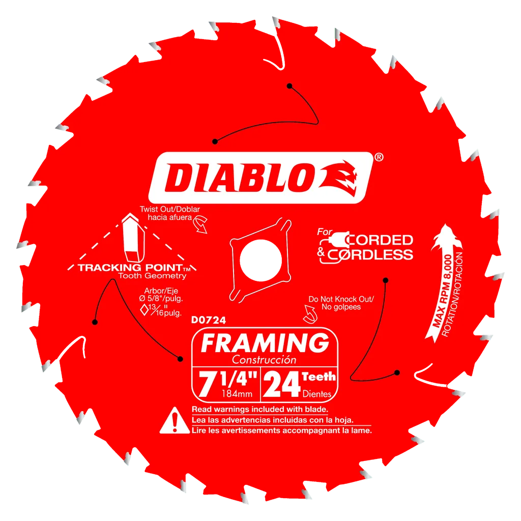 7-1/4 In. X 24 Tooth Framing Saw Blade-D0724A-2062