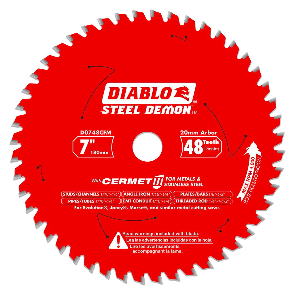 7 In. X 48 Tooth Steel Demon Cermet Ii Saw Blade For Metals And Stainless Steel (20Mm Arbor)-D0748CFM-2070