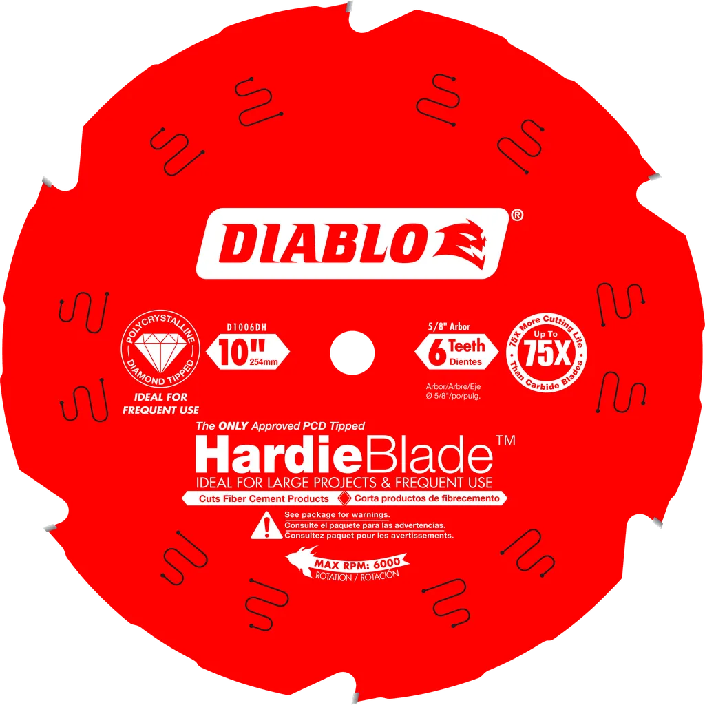 10 In. X 6 Tooth (Pcd) Fiber Cement Hardieblade-D1006DH-2085