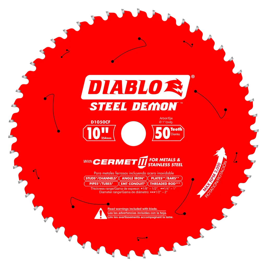 10 In. X 50 Tooth Steel Demon Cermet Ii Saw Blade For Metals And Stainless Steel-D1050CF-2093