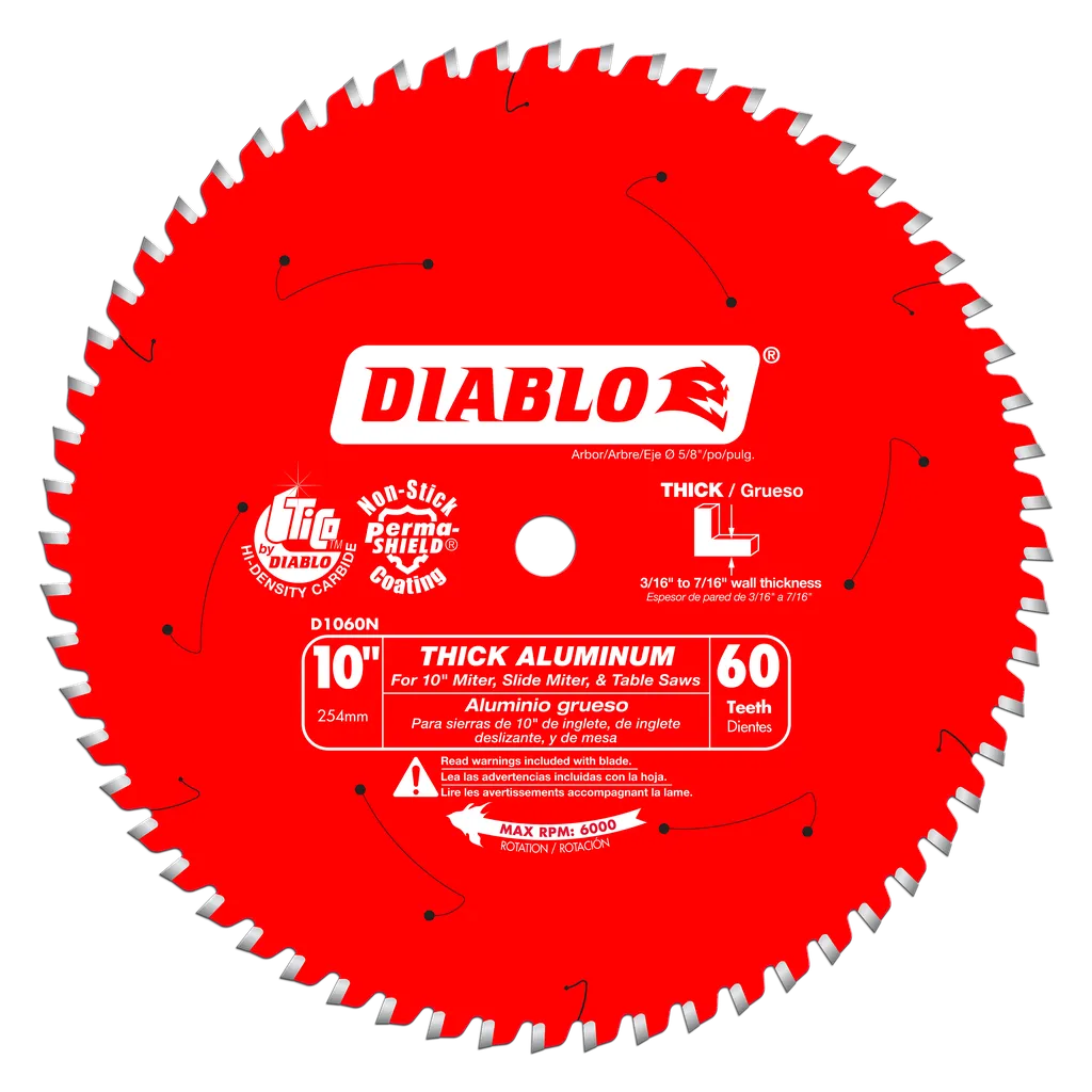 10 In. X 60 Tooth Thick Aluminum Cutting Saw Blade-D1060N-2095