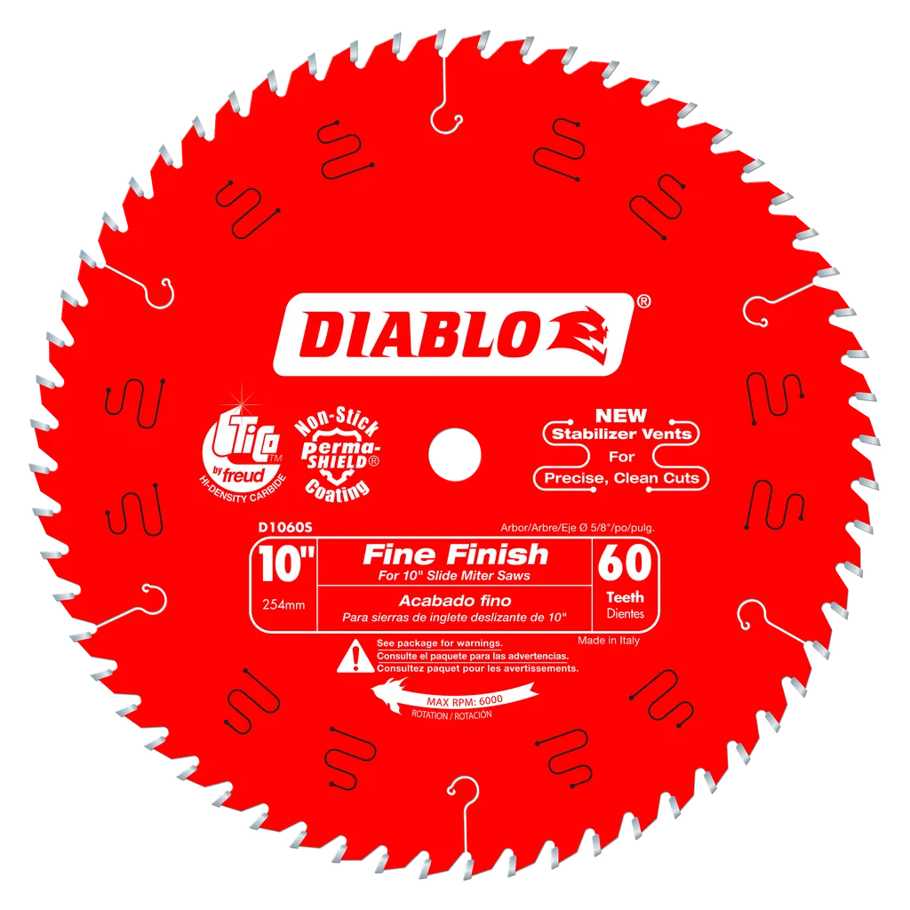 10 In. X 60 Tooth Fine Finish Slide Miter Saw Blade-D1060S-2096