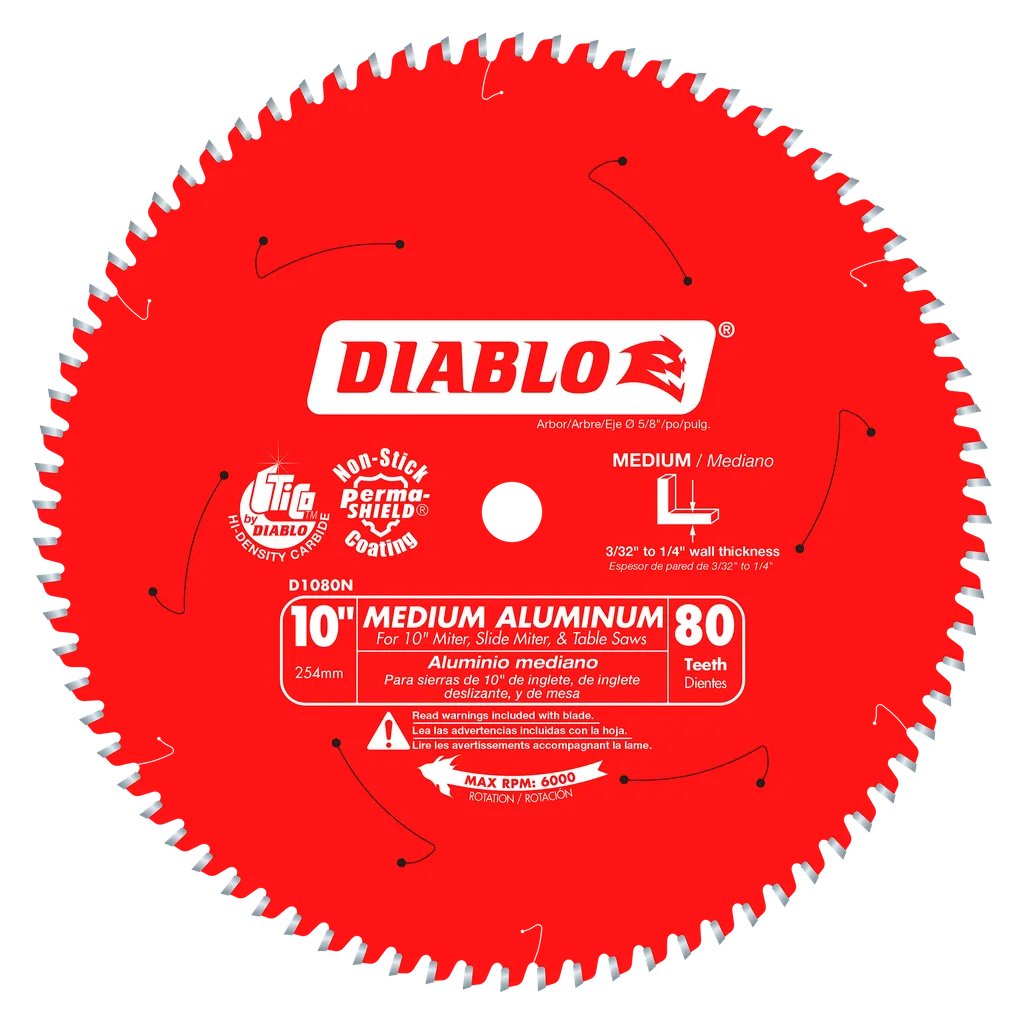 10 In. X 80 Tooth Medium Aluminum Saw Blade-D1080N-2099