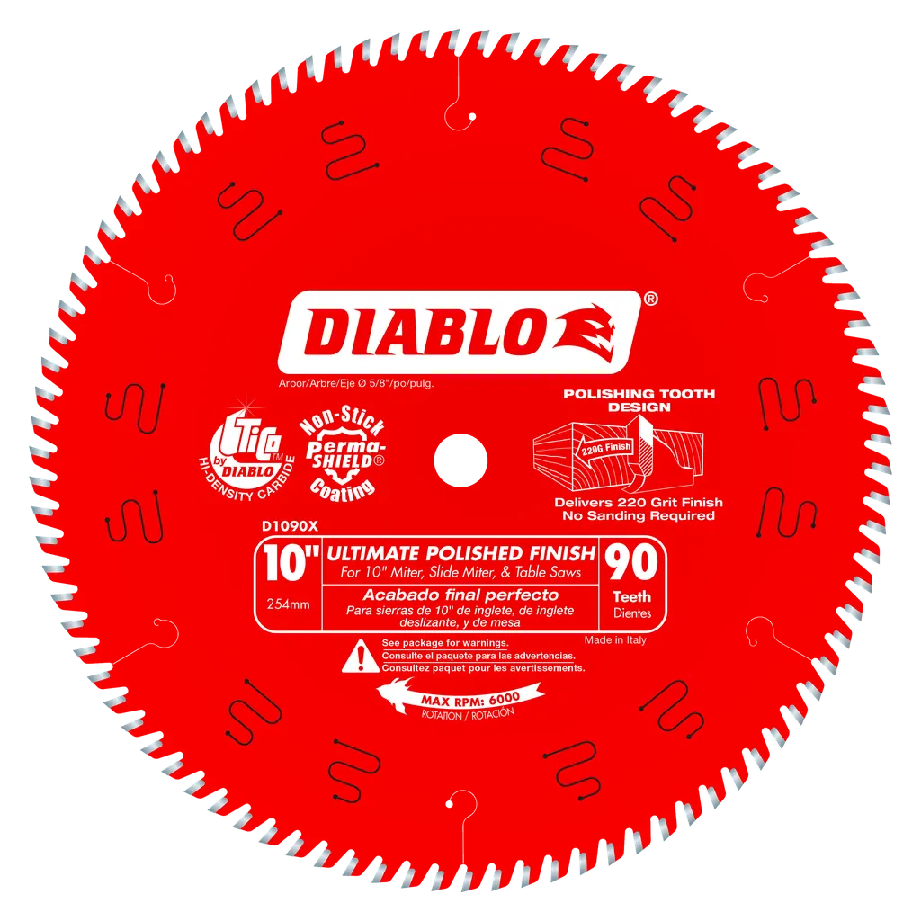 10 In. X 90 Tooth Ultimate Polished Finish Saw Blade-D1090X-2104