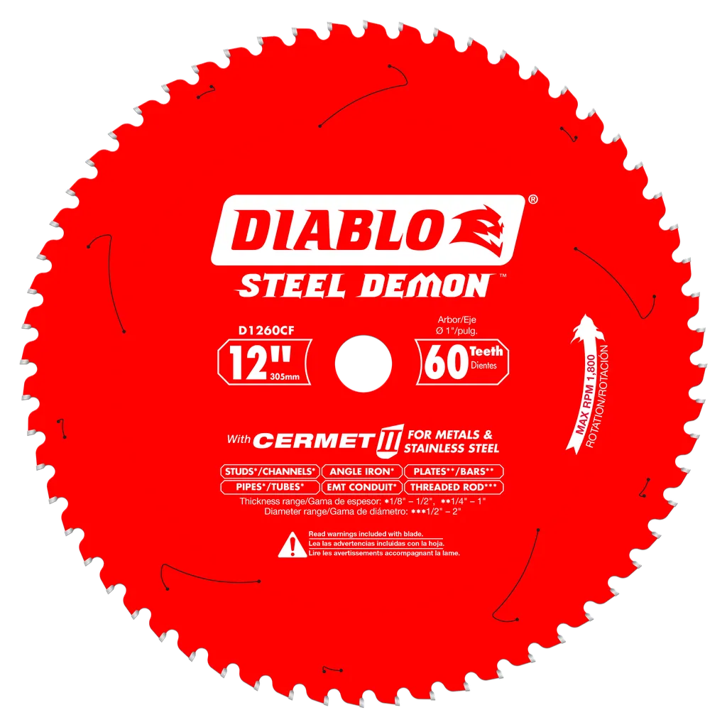 12 In. X 60 Tooth Steel Demon Cermet Ii Saw Blade For Metals And Stainless Steel-D1260CF-2108