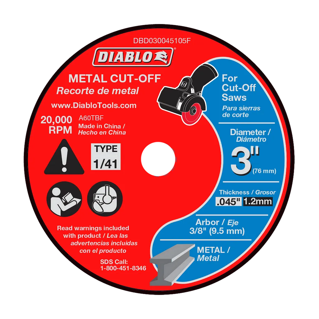 3 in. Metal Cut Off Disc - Thin Kerf (5-Pack) | Diablo Tools | PCS