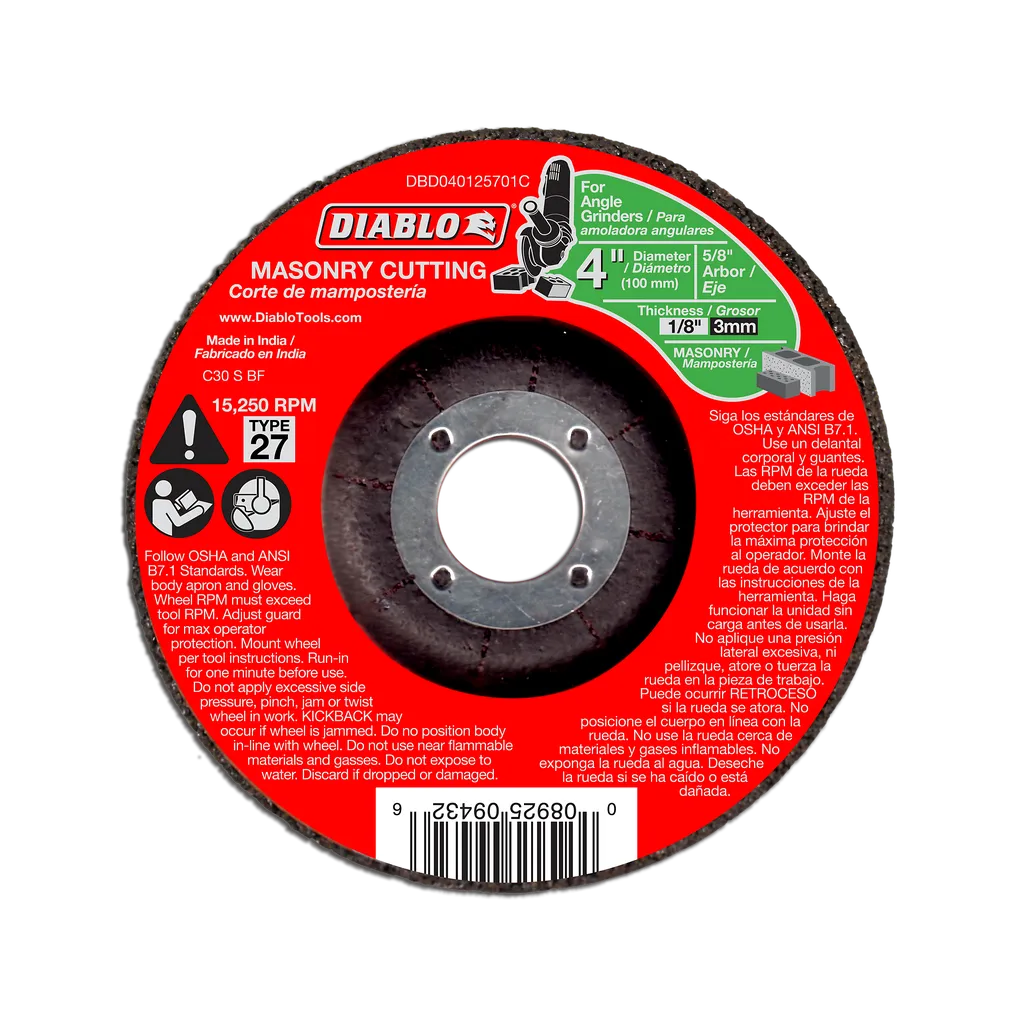 4 in. Masonry Cut Off Disc - Type 27 | Diablo Tools | PCS