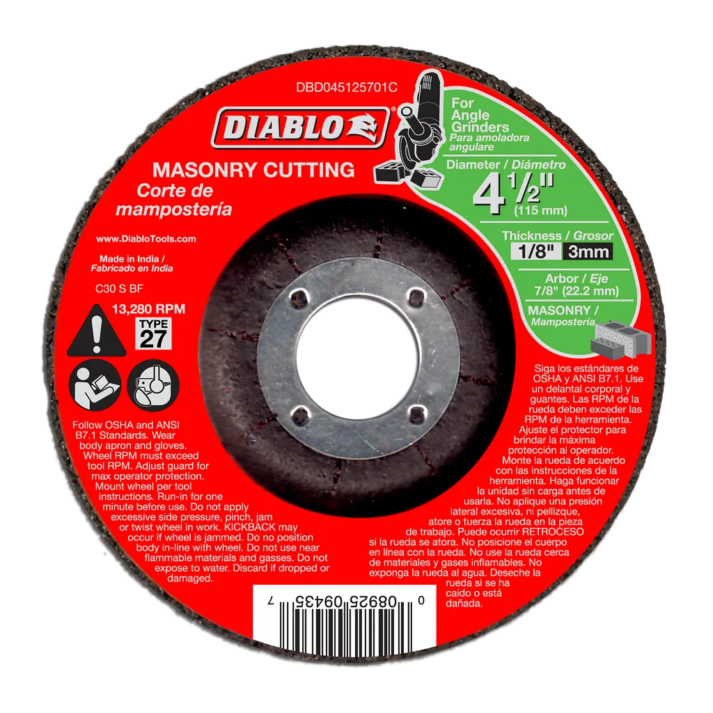 4-1/2 in. Masonry Cut Off Disc - Type 27 | Diablo Tools | PCS