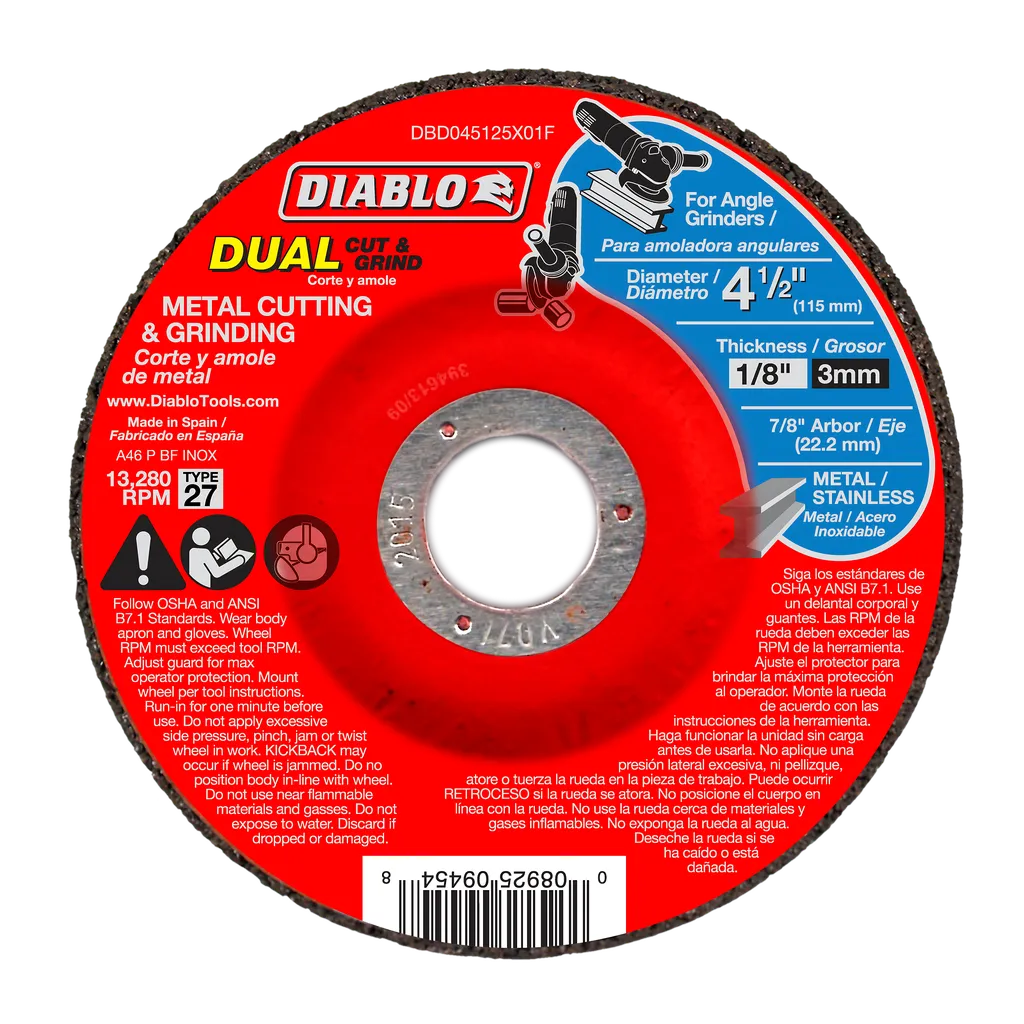 4-1/2 in. Metal Dual Cut & Grind Disc - Type 27 | Diablo Tools | PCS