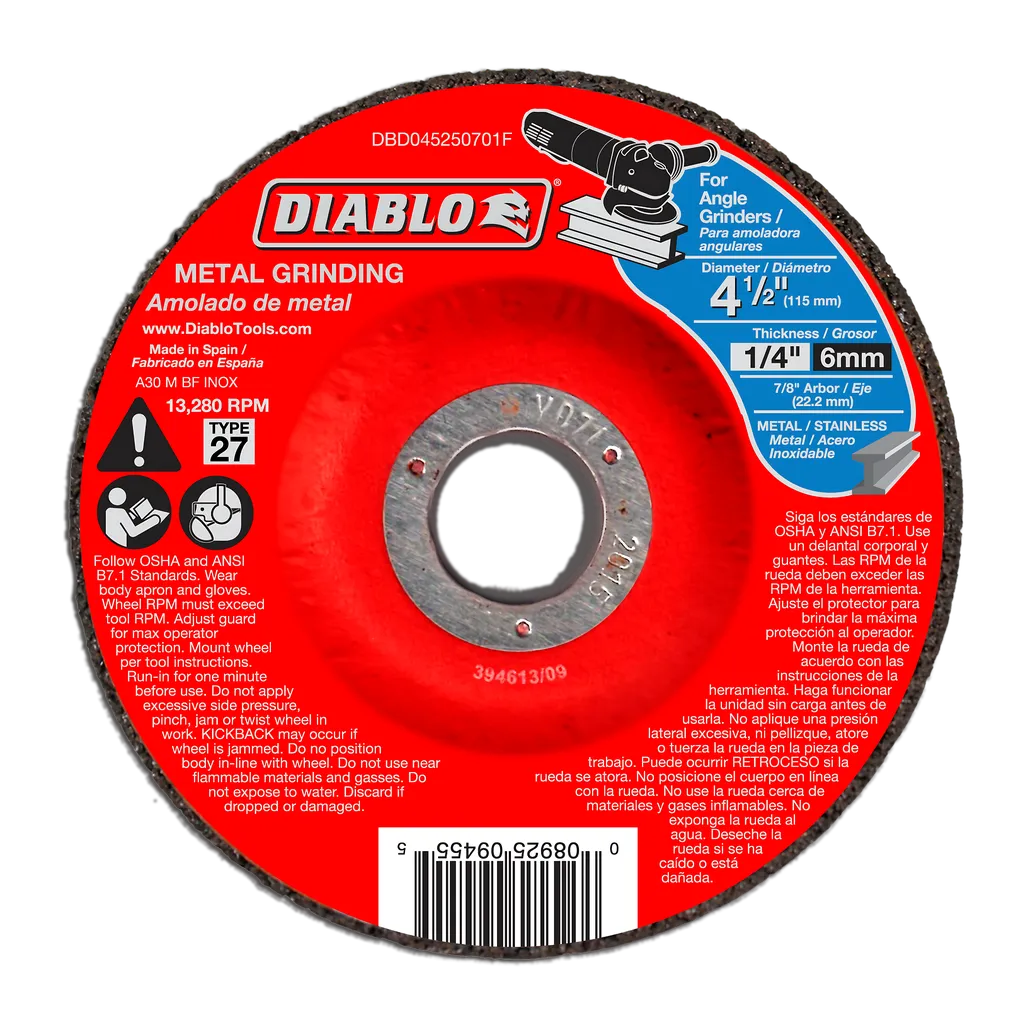 4-1/2 in. Metal Grinding Disc - Type 27 | Diablo Tools | PCS