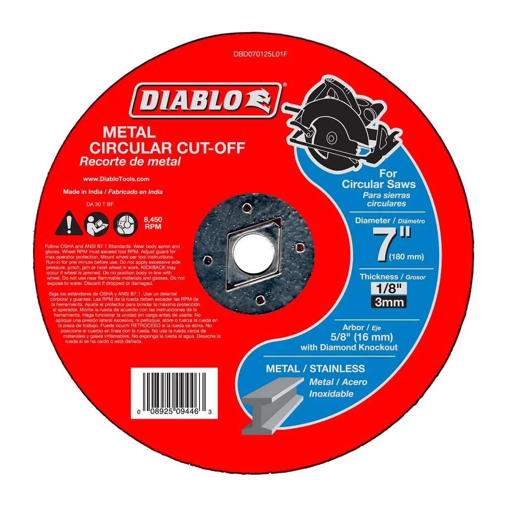 7 in. Metal Circular Cut Off Disc | Diablo Tools | PCS