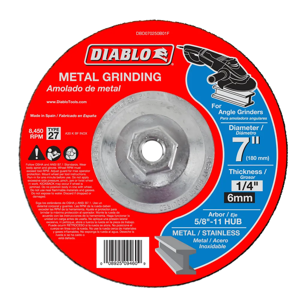 7 in. Metal Grinding Disc - Type 27 HUB | Diablo Tools | PCS
