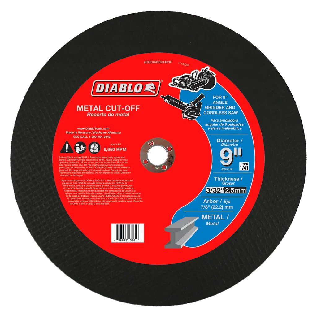 9 in. Metal Cut-Off Disc | Diablo Tools | PCS