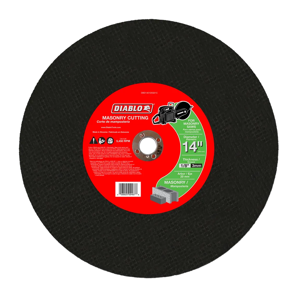 14 in. Masonry High Speed Cut Off Disc 20mm | Diablo Tools | PCS