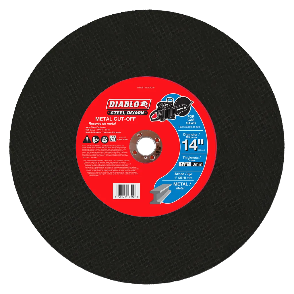 Steel Demon 14 in. Metal High Speed Cut Off Disc 1 in. | Diablo Tools | PCS