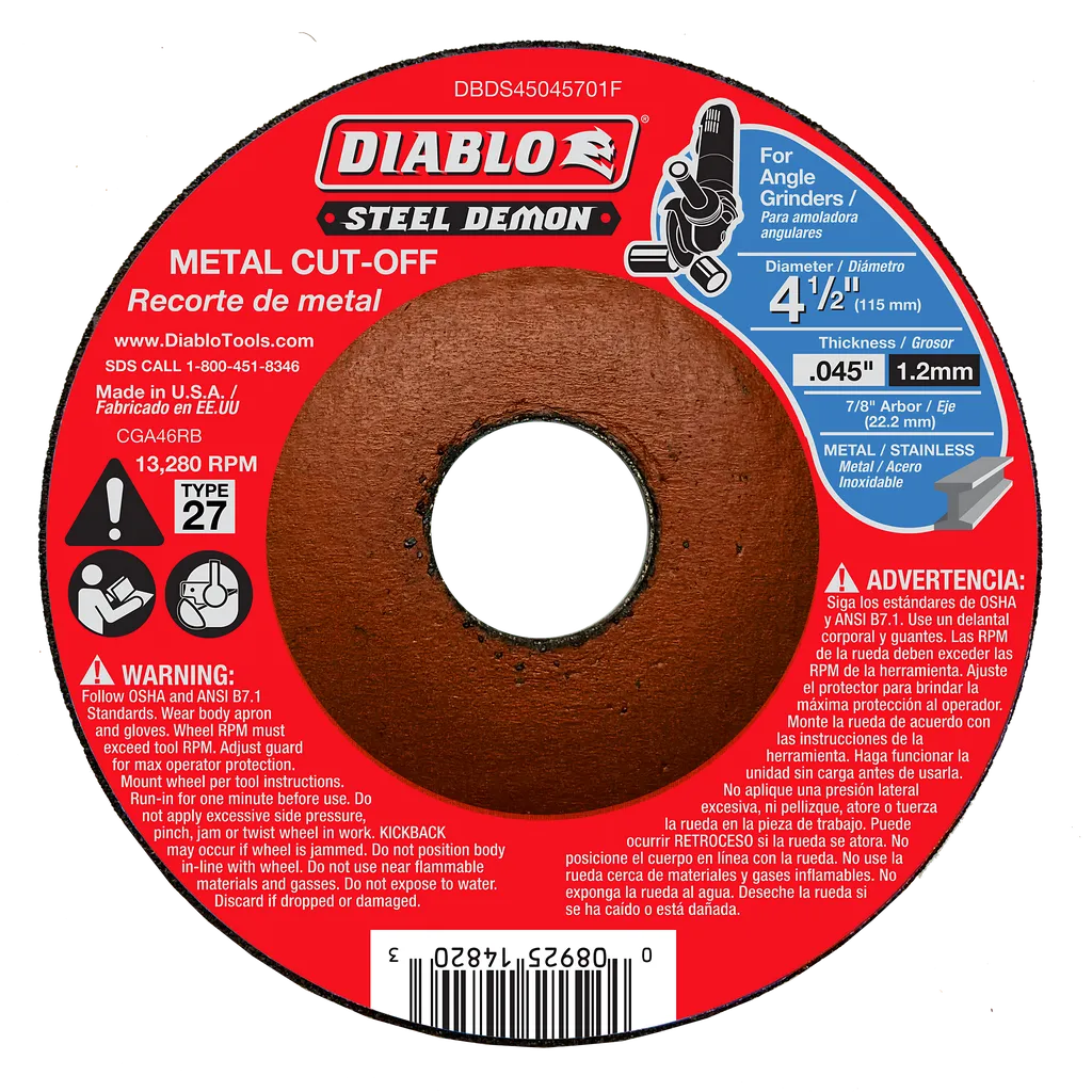 Steel Demon 4-1/2 in. Type 27 Metal Cut-Off Disc | Diablo Tools | PCS