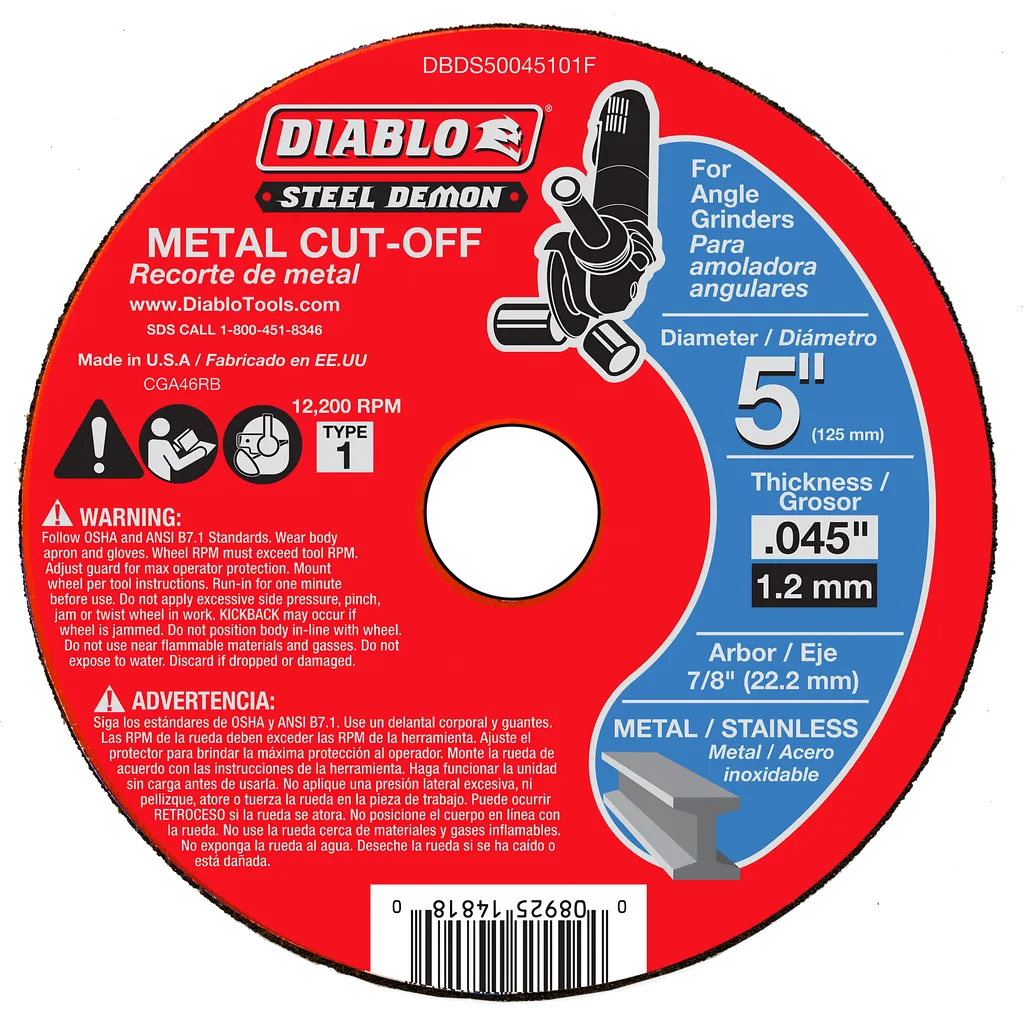 Steel Demon 5 in. Type 1 Metal Cut-Off Disc | Diablo Tools | PCS