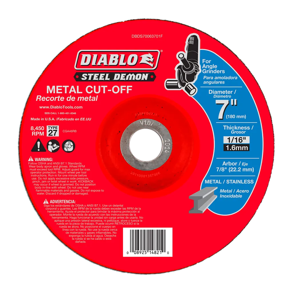 Steel Demon 7 in. Type 27 Metal Cut-Off Disc | Diablo Tools | PCS