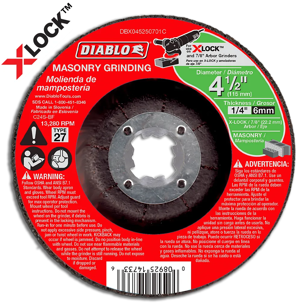 4-1/2 in. Type 27 Masonry Grinding Disc for X-Lock and All Grinders | Diablo Tools | PCS