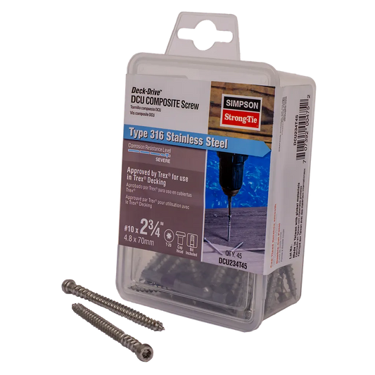 Deck-DriveĀ Dcu Composite Screw - #10 X 2-3/4 In. T20, Type 316 (45-Qty) (Pack Of 5)-DCU234T45-SP8470-9026