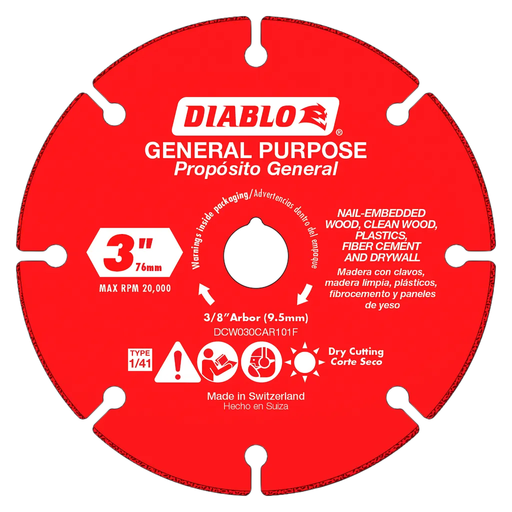 3 in. Carbide Grit Cut-Off Wheel for Multi-Materials | Diablo Tools | PCS