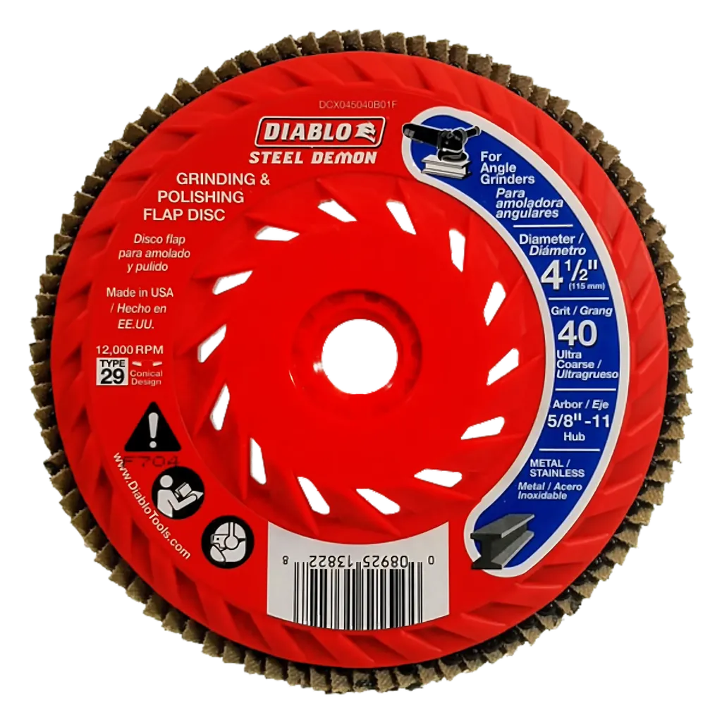 4-1/2 in. Steel Demon Flap Disc 40 Grit - with Speed Hub | Diablo Tools | PCS
