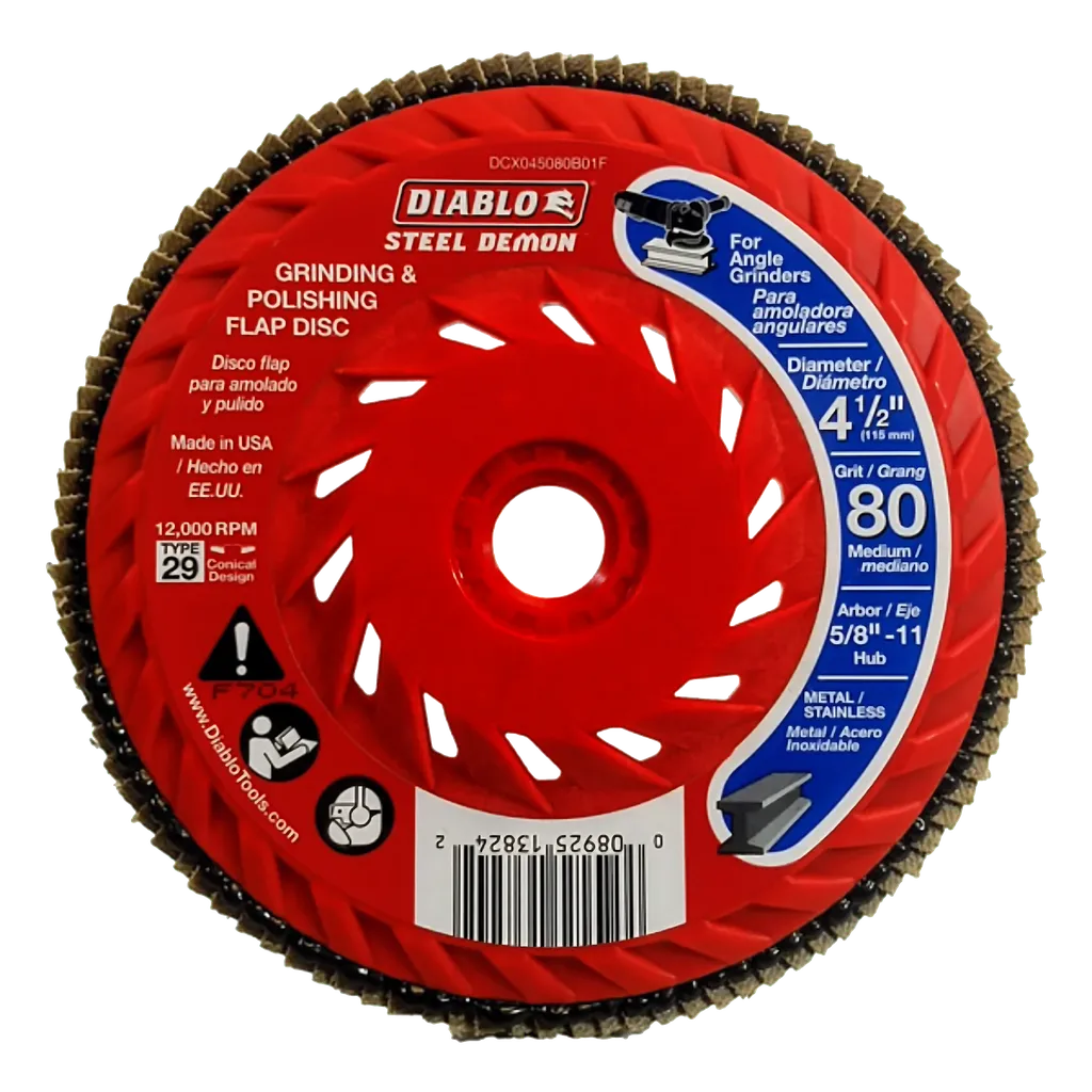 4-1/2 in. Steel Demon Flap Disc 80 Grit - with Speed Hub | Diablo Tools | PCS