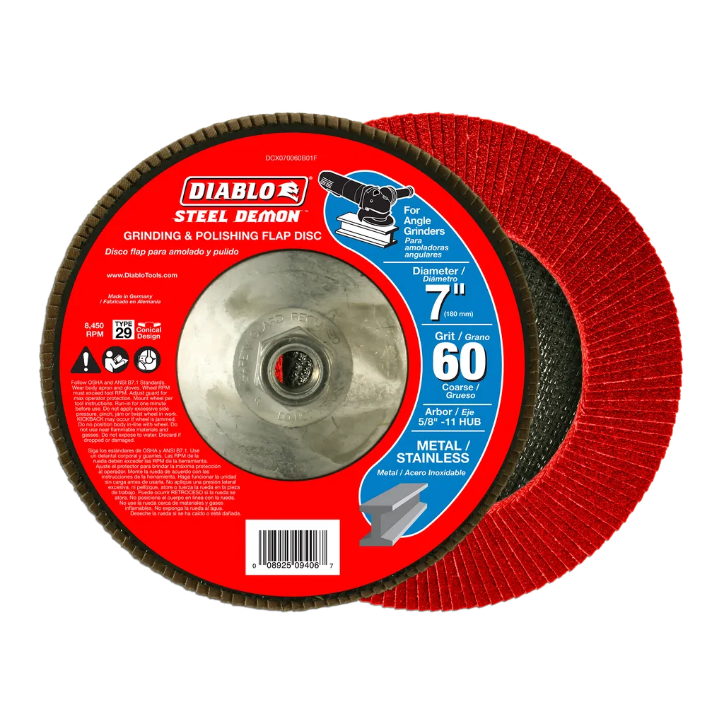 7 in. Steel Demon Flap Disc 60 Grit with Hub | Diablo Tools | PCS
