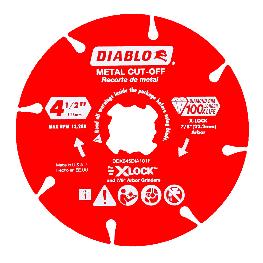 4.5 In. Diamond Rimmed Disc For Metal Cutting With X-Lock And All Grinders-DDX045DIA101F-2463