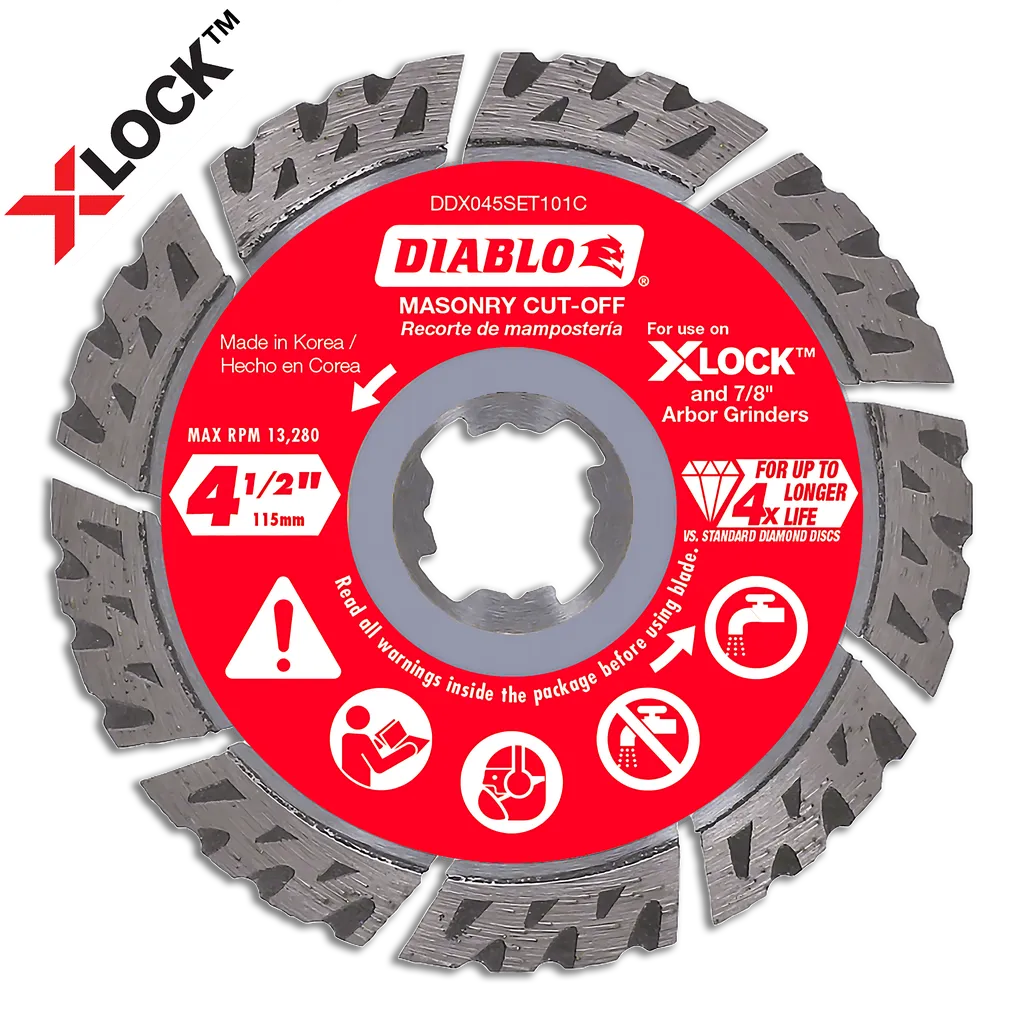 4-1/2 In. Diamond Segmented Turbo Masonry Cut-Off With X-Lock Arbor-DDX045SET101C-2465