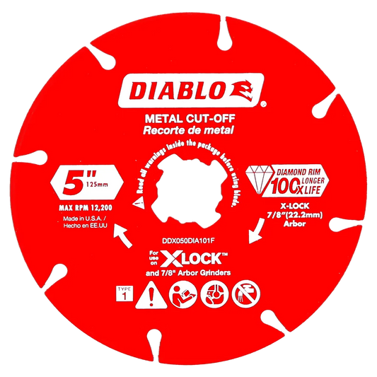 5 In. Diamond Rimmed Disc For Metal Cutting With X-Lock And All Grinders-DDX050DIA101F-2468