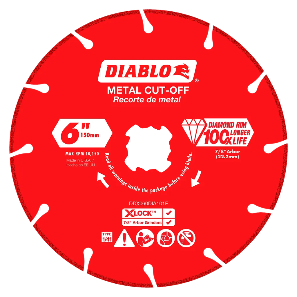 6 In. Diamond Rimmed Disc For Metal Cutting For X-Lock And All Grinders-DDX060DIA101F-2469