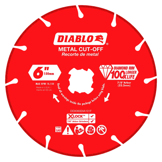 6 In. Diamond Rimmed Disc For Metal Cutting For X-Lock And All Grinders-DDX060DIA101F-2469