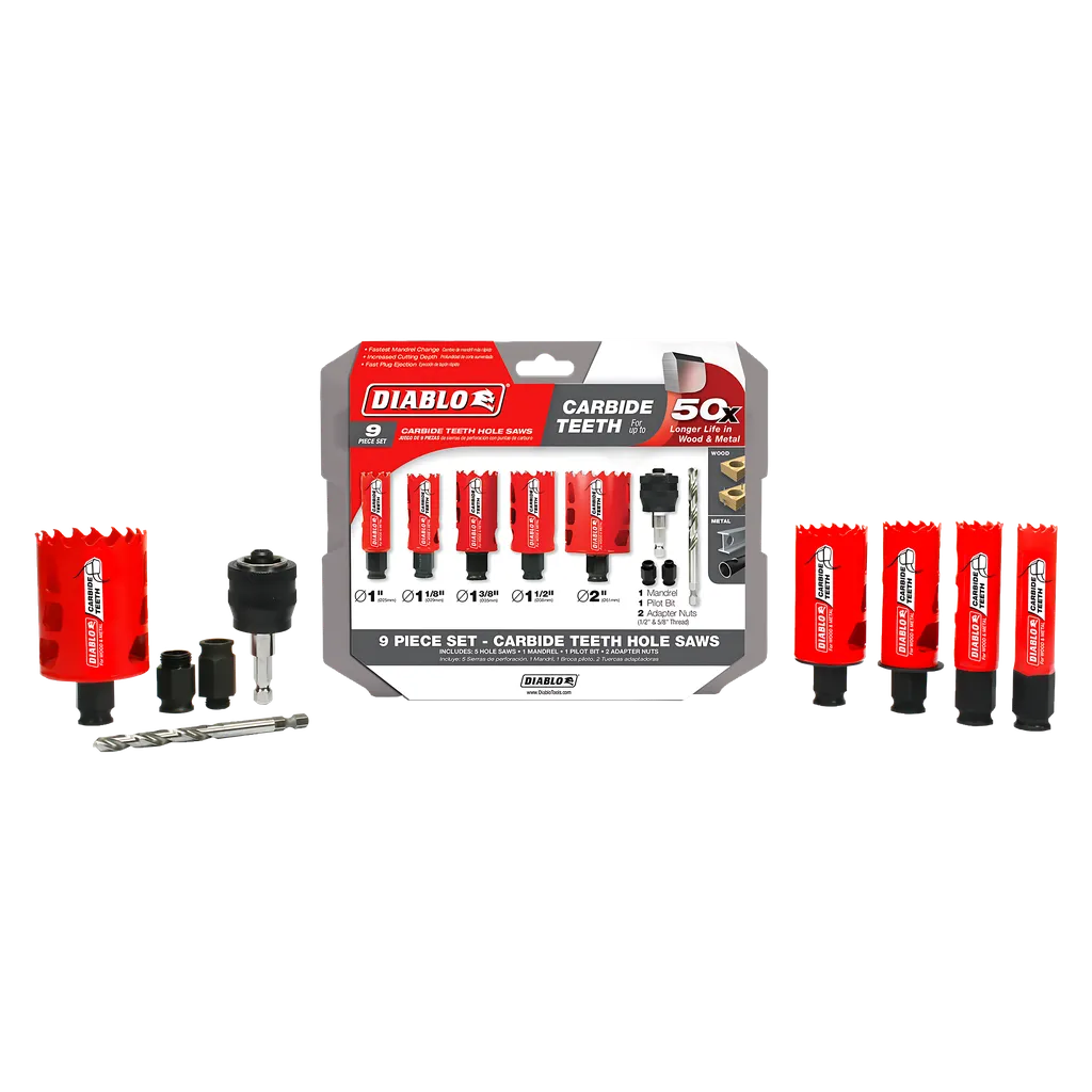 9 Pc Carbide General Purpose Hole Saw Set-DHS09SGPCT-2489