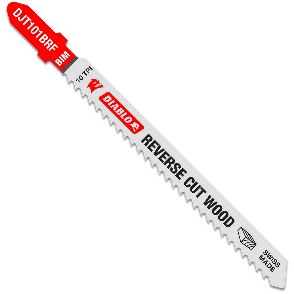 4 in. 10 TPI Bi-Metal T-Shank Jig Saw Blades for Reverse Cuts in Wood (5-Pack) | Diablo Tools | PCS