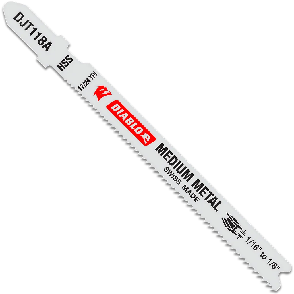 3-5/8 in. 17/24 TPI High Speed Steel T-Shank Jig Saw Blades for Medium Metal (5-Pack) | Diablo Tools | PCS