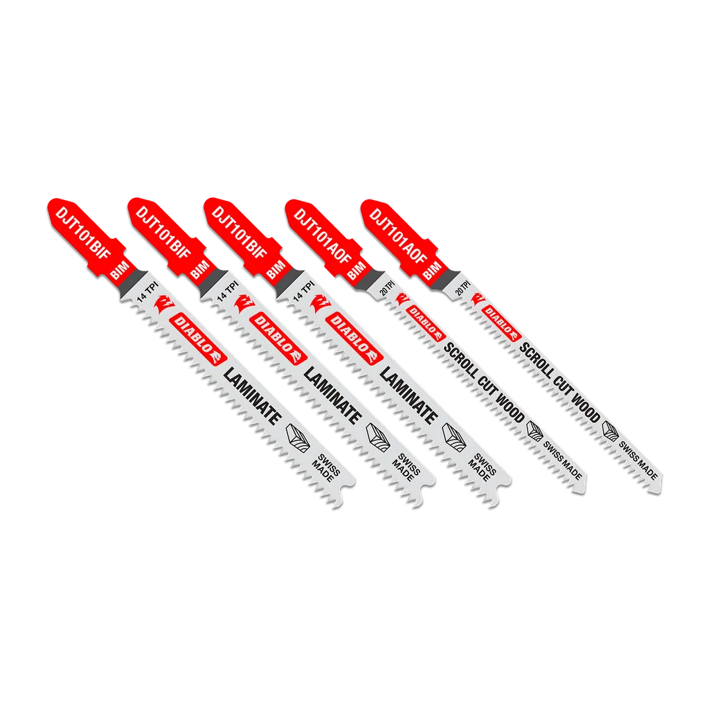 5 pc Bi-Metal T-Shank Jig Saw Blade Set for Laminate Cutting (5-Piece) | Diablo Tools | PCS