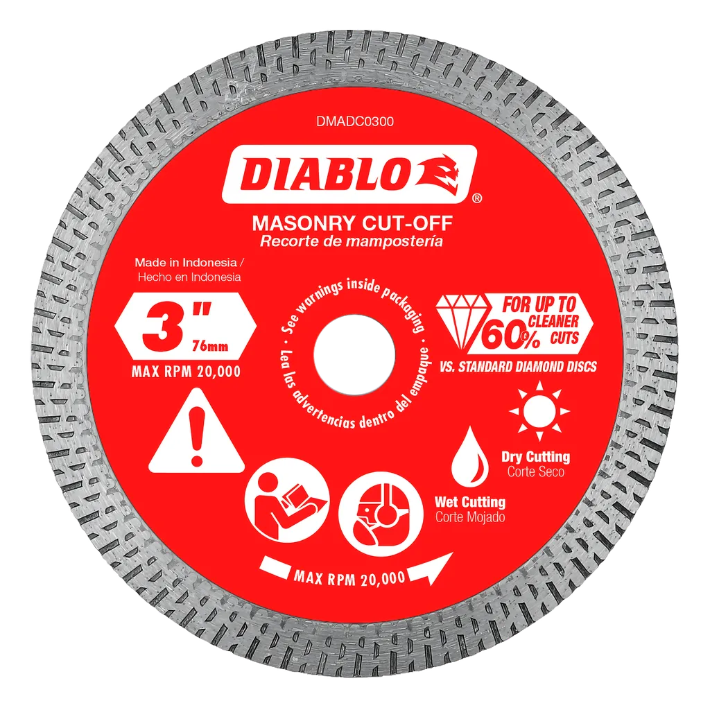 3 in. Diamond Continuous Rim Cut-Off Discs for Masonry | Diablo Tools | PCS